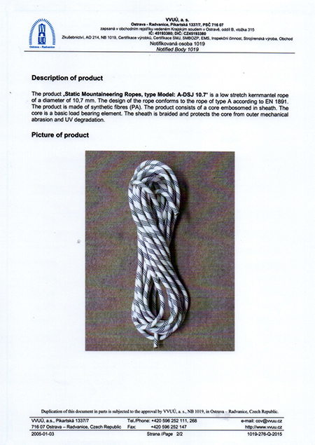公司研發(fā)生產(chǎn)的靜力繩通過“歐盟CE”認證